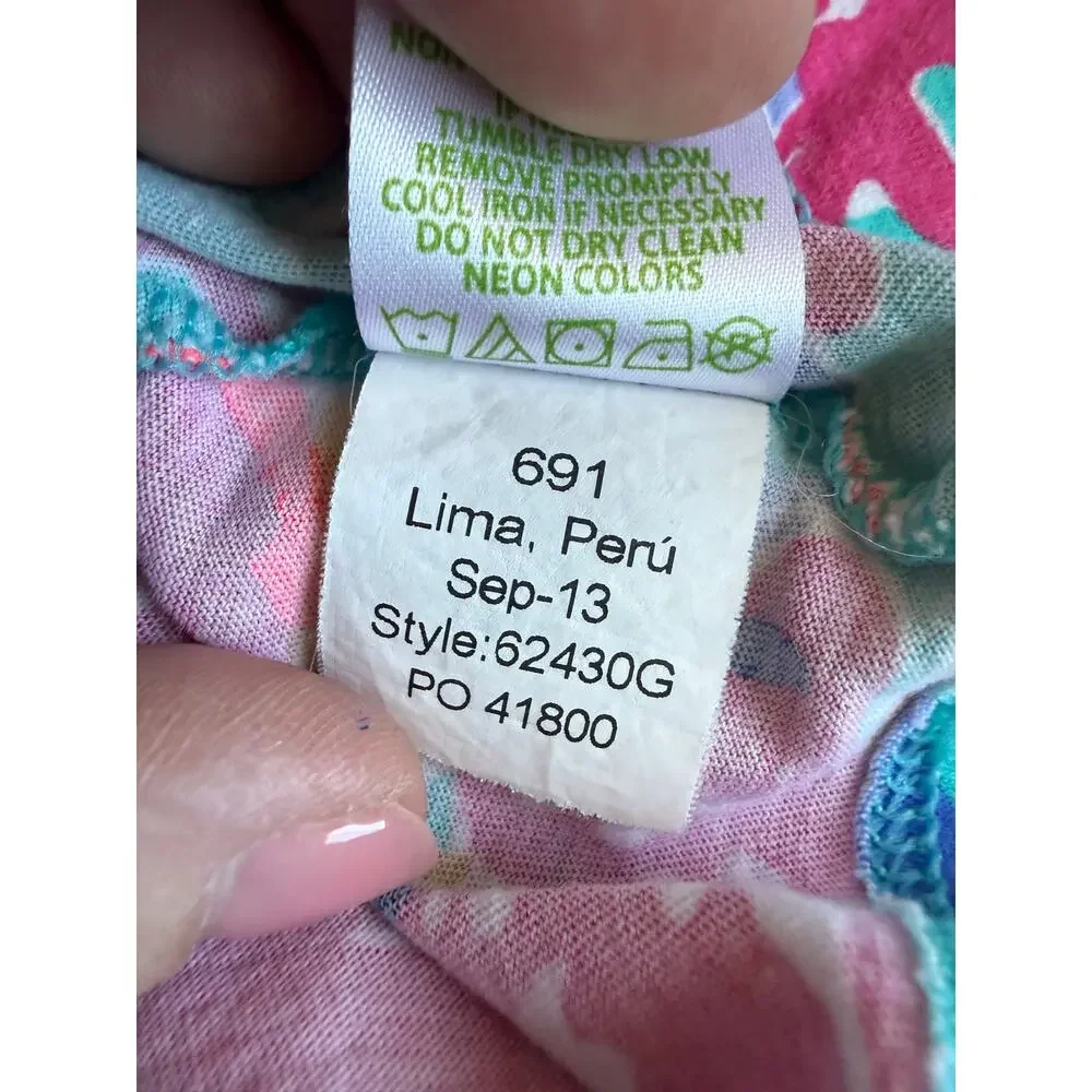 Lilly Pulitzer Girls Medium 6-7 Teal Floral Hooded Swim Cover-Up 100% Cotton